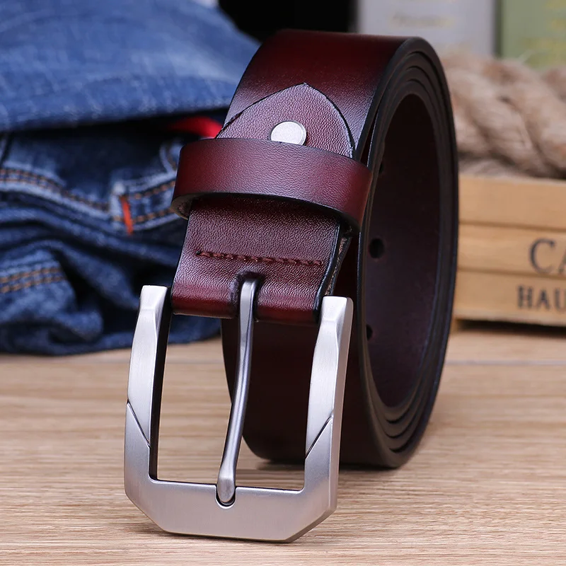 Suitable for men's belt new fashion classic retro pin buckle men's belt high quality men's leather belt luxury strap male belt