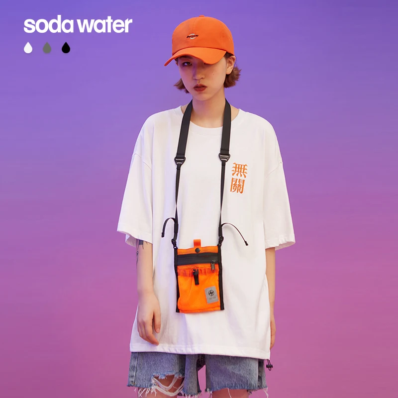 Женская футболка с китайским принтом SODAWATER уличная из 100% хлопка в стиле хип-хоп