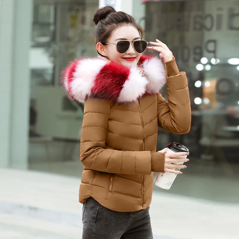 

2019 Women Winter Jacket Plus Size Thick Warm Parka Detachable hat with detachable fur collar Coat Pockets short Jacket Women
