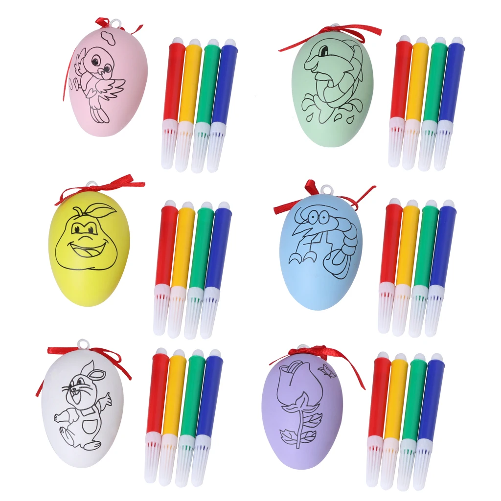 

2020 New Plastic Easter Eggs for Kids DIY Painting Hunt Game Easter Party Decorations Set