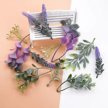 

10pcs Artificial plants Plastic grass vases for home decor diy gifts box christmas decorations for home floristics wholesale