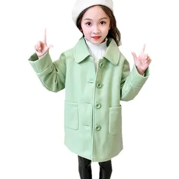 

Autumn Teenage Girls Woolen Coat Thick Warm Kids Jacket for Girls Winter Trench Outerwear Children Clothing 6 8 10 12 13 Years