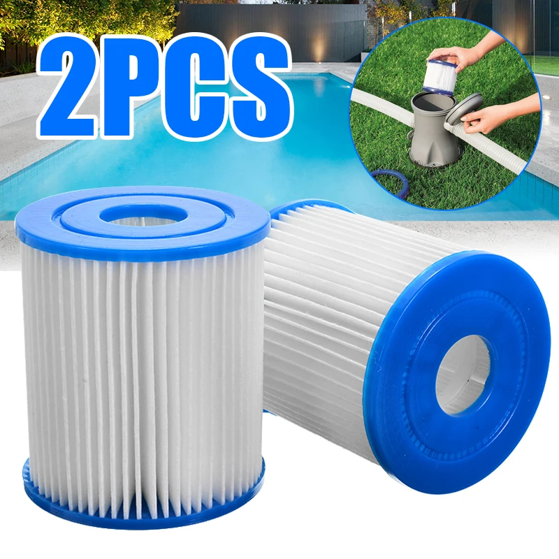 

2pcs Replacement Accessories Pool Filter Cartridge Blue White Size I Filter Cartridge For Inflatable Pools 3.1*3.5 Inch
