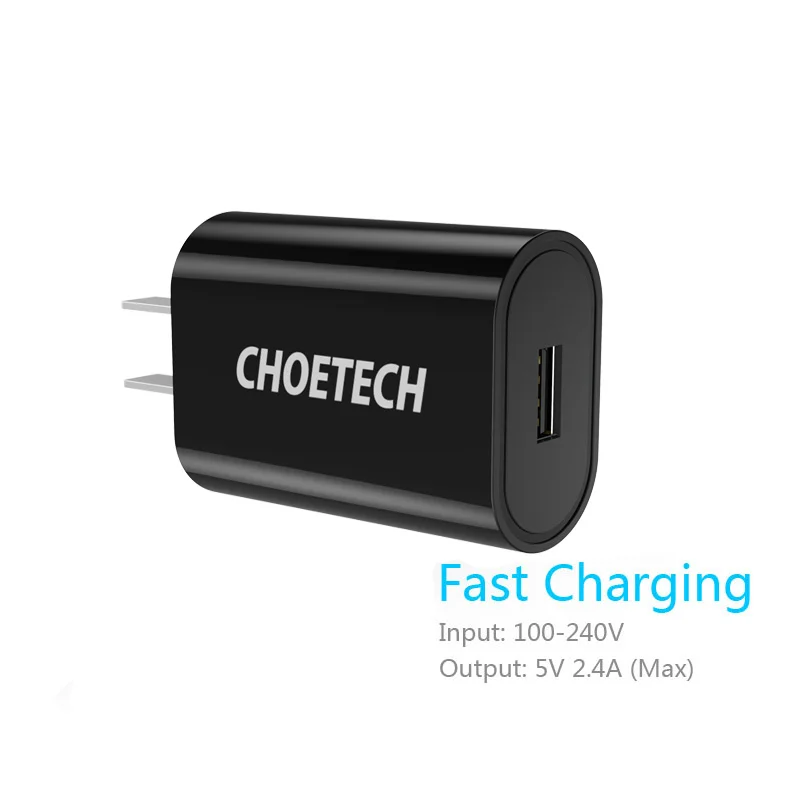 CHOETECH 5 В/2,4 А USB зарядное устройство для iPhone 8 7 US Plug дорожное настенное зарядное устройство адаптер для samsung Xiaomi Redmi 7 зарядное устройство для мобильного телефона