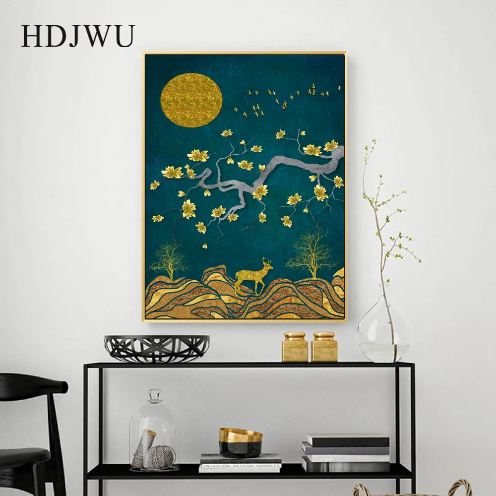 

Abstract Art Canvas Painting Wall Picture Scenery Bird Flower Home Wall Printing Wall Poster for Living Room DJ646