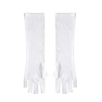 

1pair Polish Tips Gift Washable Reusable Nail Art Gloves Dryer Light Tool UV Gel Protection Milk Fiber Open-Toed Shield Long