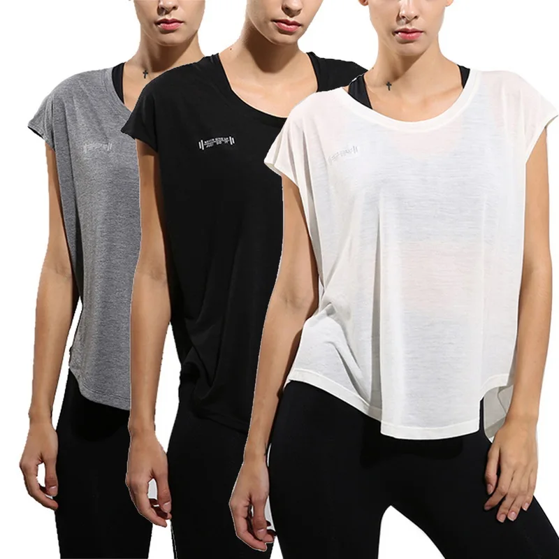 mix color 3pcs Женская спортивная быстросохнущая футболка, свободные рубашки для йоги, топы для тренировок, топы для фитнеса, бега, женские шорты с рукавом, спортивная одежда для йоги - Цвет: mix color 3pcs