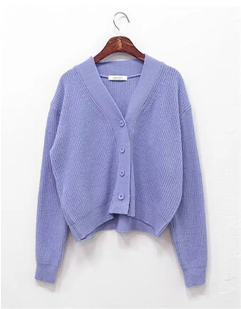 RUGOD, Осень-зима, стиль, шикарный кардиган лавандового цвета, однобортный свитер, простая модная одежда