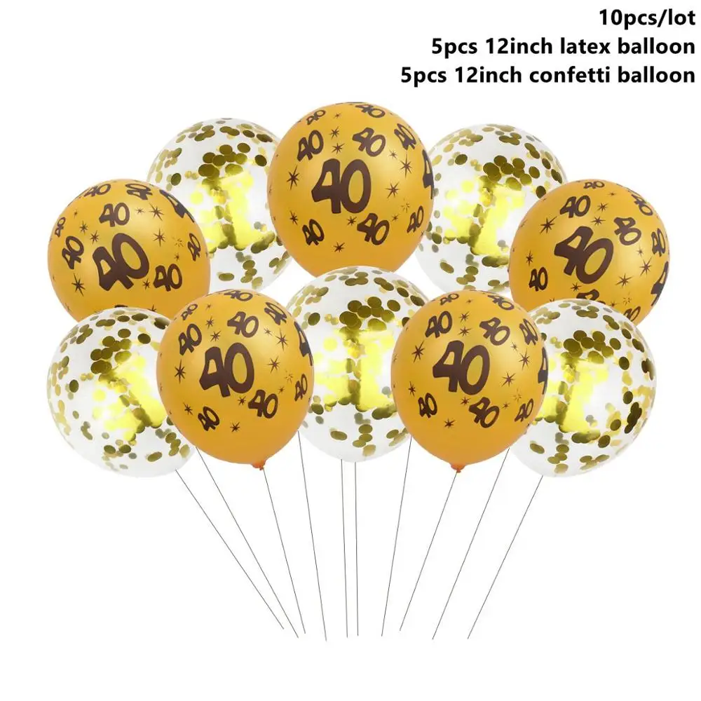 40th Balloons 1 Taoup 40th день рождения посуда бумажные тарелки баннеры скатерть полотенца с днем рождения 40 украшения для взрослых родителей - Цвет: 40th Balloons 1