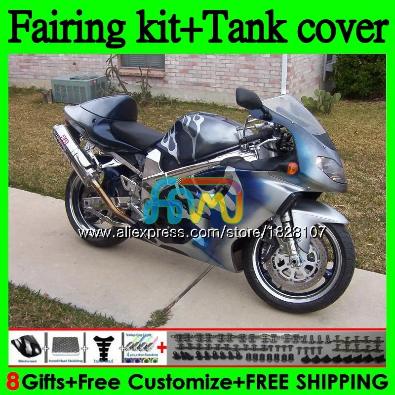Комплект+ майка для SUZUKI TL1000R 1998 1999 2000 2001 2002 2003 100BS. 163 TL1000 TL 1000 R 1000R Синий Пламя 98 99 00 01 02 03 обтекатель - Цвет: No. 1