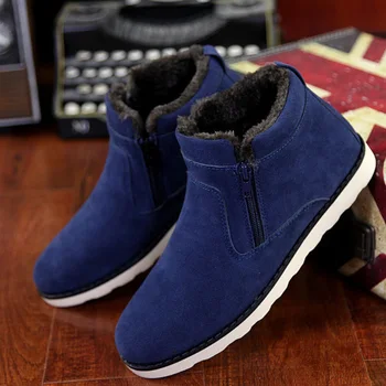 

2020 vintage style ankle boots for male suede plush keep warm snow boots men winter fur shoes