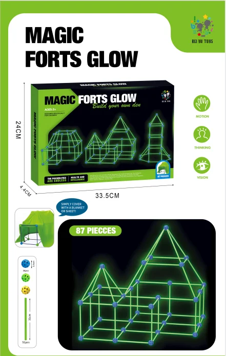 Kids Construction Fort Blocks Building Castles Tunnels Tents Kit DIY 3D Play House Building Toys For Boys Girls Christmas Gift 3