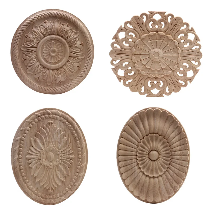 WoodAppliqueOnlayWoodDecalDoorFlowerLongFloweVerticalFlower