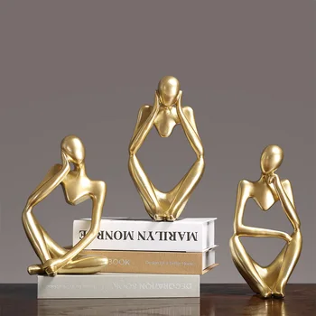 

Thinker Resin Statues Home Decor Abstract People Sculptures Miniature Figurines Sandstone Office Home Decoration Accessories