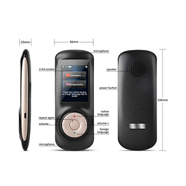 Instant Voice Language Translator DeviceSmart Two Way WiFi 2.4inch Touch-Screen Portable Translation for Learning Travel Busine