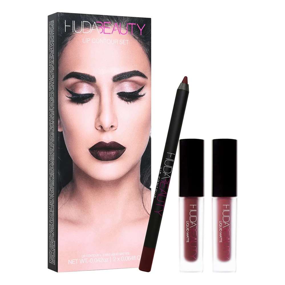 huda-chuncai-1 Huda beauty, стробоскоп для губ, 2 стиля, жидкая матовая помада, супер носимая, идеальный контур для губ, идеальный подарок для любителей помады - Цвет: huda-chuncai-1