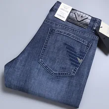 Spring And Summer Thin Men Jeans Cotton Slim Elastic Italy Eagle Brand Fashion Business Pants Classic Style Jeans Denim Trousers
