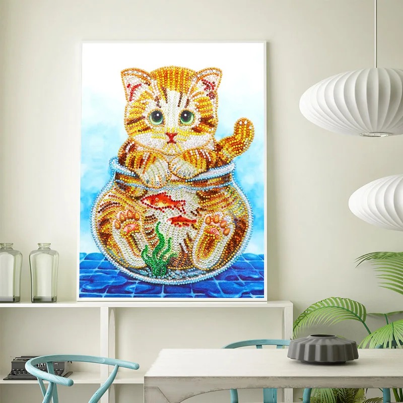 RUBOS DIY 5D Diamond Painting Kitten Cat Bead Big Diamond Embroidery Crystal Rhinestone 3D Mosaic Handmake Sale New Home Decor (3)
