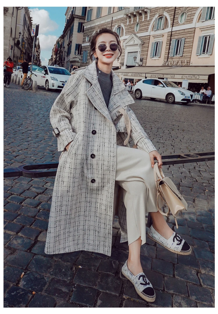Длинное пальто-Тренч Casacos Feminino manteau femme женская мода Moda Mujer размера плюс винтажная Элегантная туника Корейская одежда