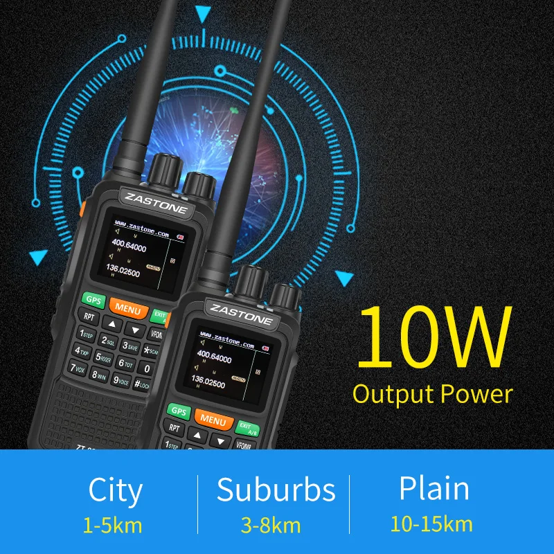 2 шт. Zastone 889G Портативное двухстороннее радио 5 10 км UHF/VHF Вт 999CH 3000 мАч рация Ham CB HF