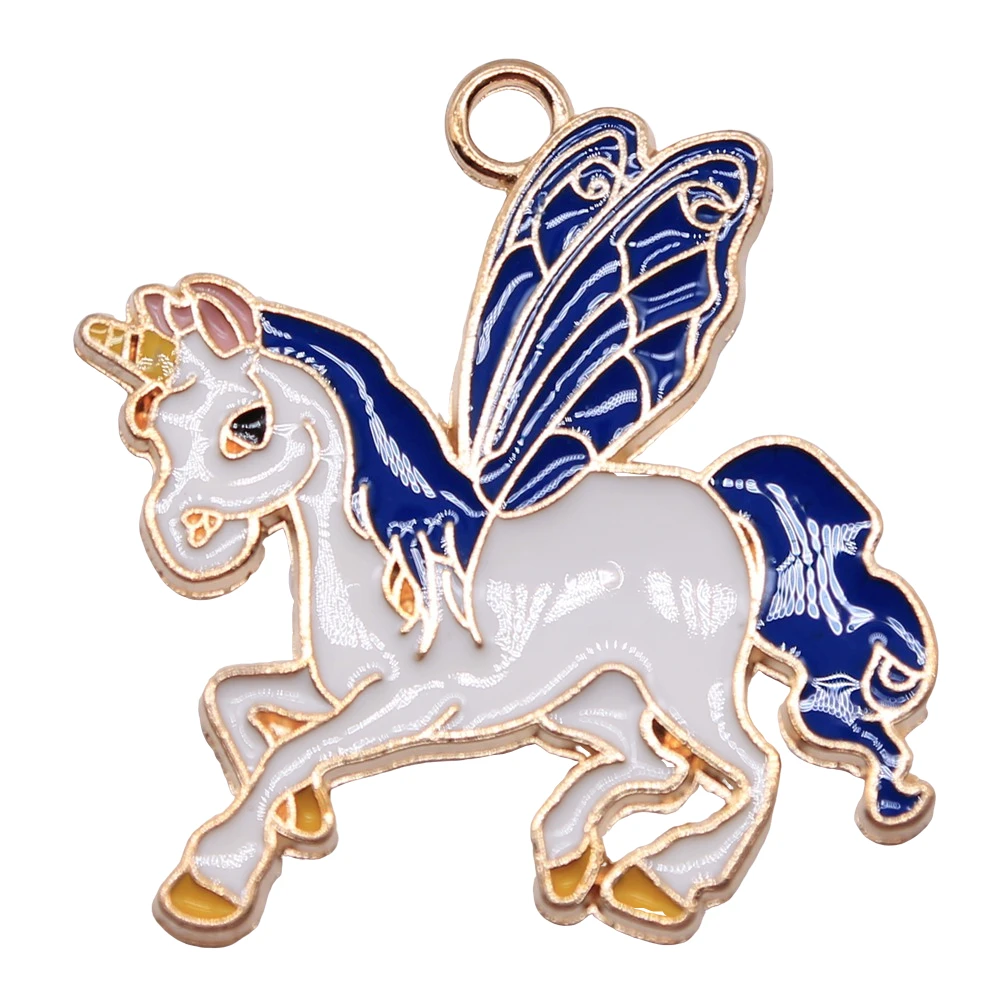 

10 шт., позолоченные подвески в виде единорога, 35 х32 мм