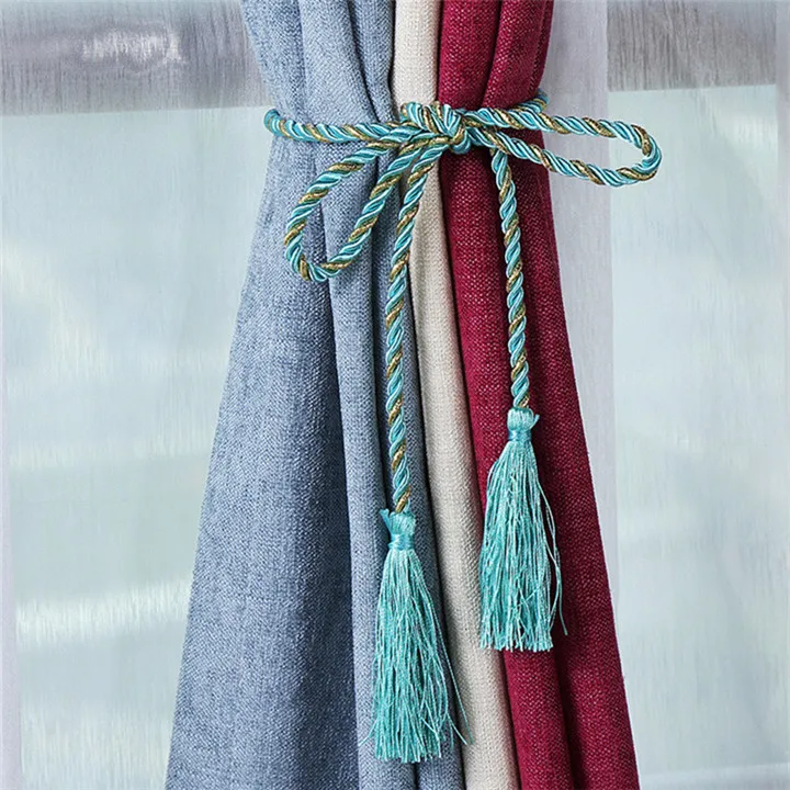 Light blue Rope XZJJA 2-10 шт кисточкой бахрома закрепить веревку магнитный кристаллик для занавесок комнаты Аксессуары Завязки для штор украшения занавеска для дома Шнур пряжки - Цвет: Light blue Rope