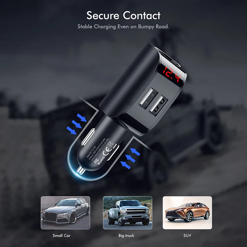 Автомобильный прикуриватель Usb зарядное устройство 2 порта двойной USB 3.1A автомобильный разъем прикуривателя ЖК-цифровой вольтметр Быстрая зарядка