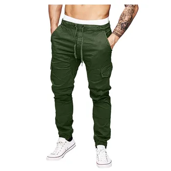 

Men's Sport Pure Color Bandage Casual Loose Sweatpants Drawstring cargo Pants joggers pantalones hombre streetwear plus size