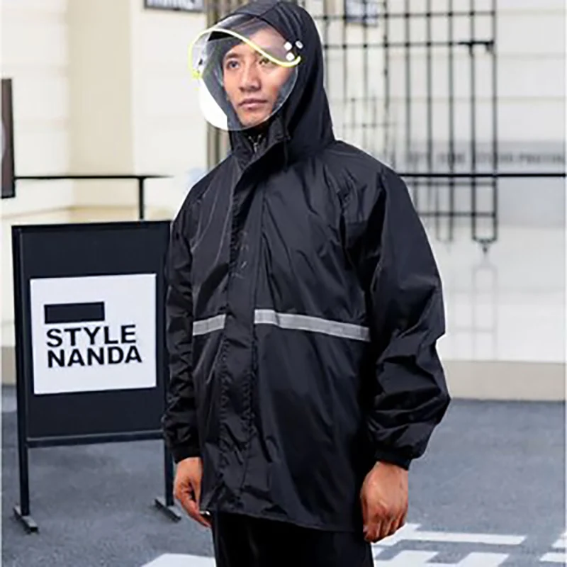 2 Layer Black B Мужская с капюшоном размера плюс дождевик chubasquero hombre дождевик ПВХ Экипировка непроницаемая ВИЧе дождевик LZG142 - Цвет: 2 Layer Black B