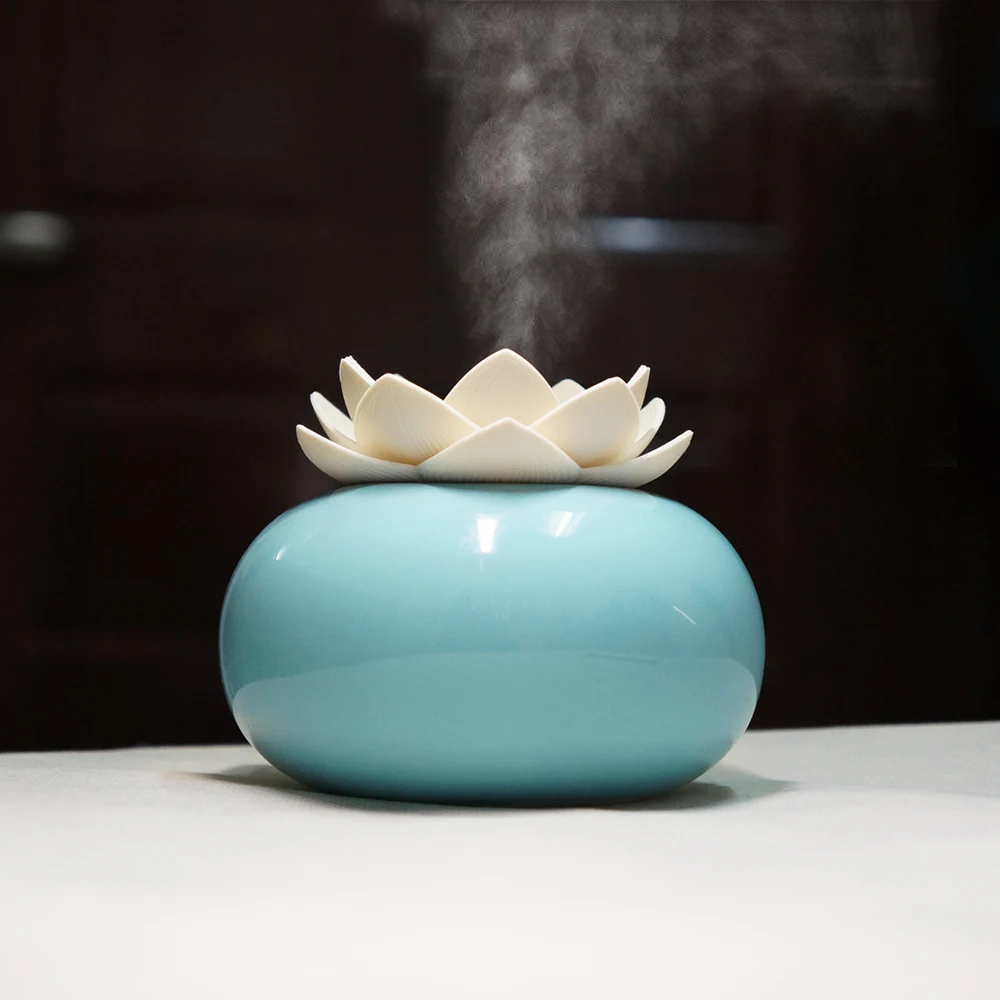 

200Ml Ceramic Ultrasonic Aroma Humidifier Air Diffuser Simplicity Lotus Purifier Atomizer Essential Oil Diffuser
