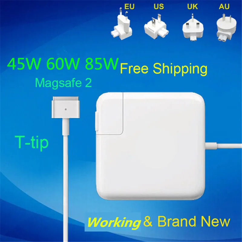 

100% New 45W 60W 85W MagSaf* 2 T-Tip Notebook Laptops Power Adapter Charger For Apple Macbook Air Pro Retina 11 13 15 17 Inch