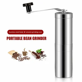 

Silver Coffee Grinder Mini Stainless Steel Hand Manual Handmade Coffee Bean Burr Grinders Mill Kitchen Tool Grinders
