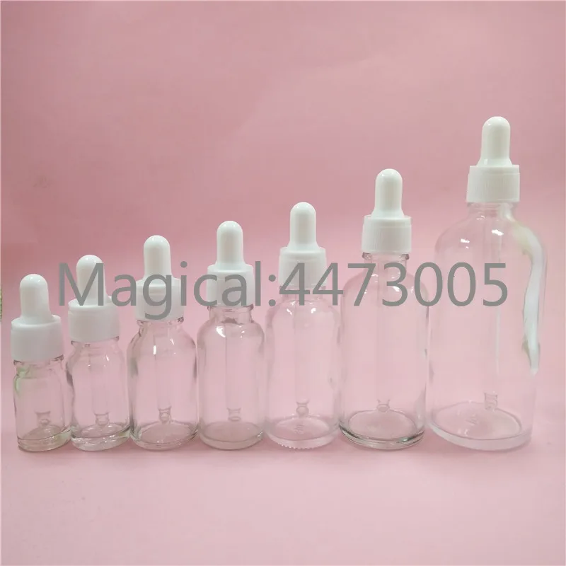 

2/10pcs 5/10/15/20/30/50/100ml Empty Clear Glass Dropper Bottle Transparent Glass Essential Oil Bottle with Plastic Dropping Cap