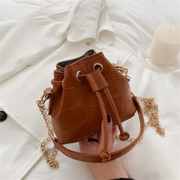 

Crocodile pattern vintage tote crossbody bucket bags for women 2020 chain leather shoulder messenger clutch bag bolsas de mujer