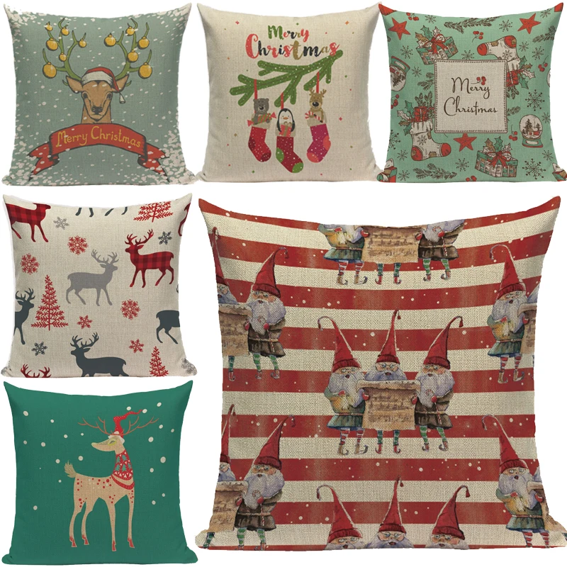 Christmas pattern cushion cover high quality linen cotton 45cm*45cm