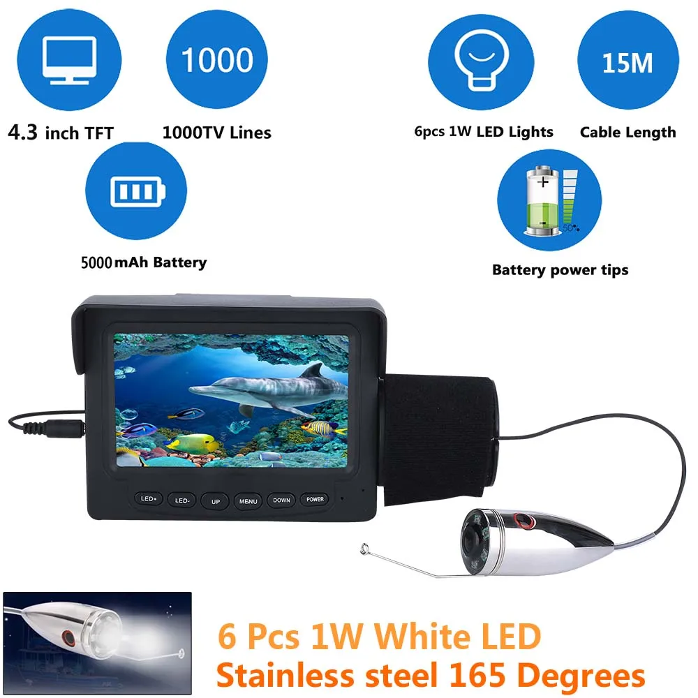販売売れ済 15 メートル/30 メートル 1000tvl 水中釣りビデオカメラキット 6 個白色 led ライト 4.3 販売売れ済 15 メートル/30 メートル 1000tvl 水中釣りビデオカメラキット 6 個白色 led ライト 4.3