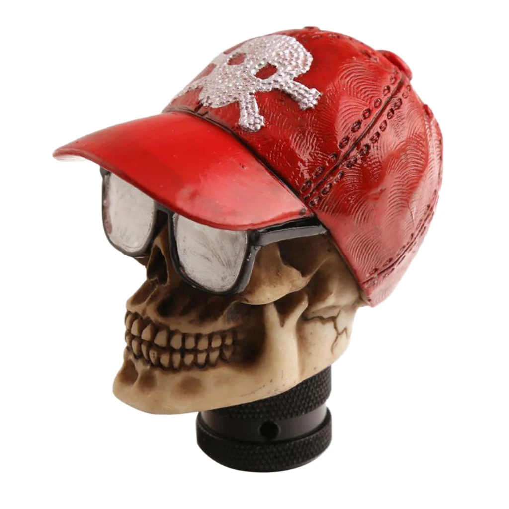 Homyl Funny Skull Head Baseball Cap Car Manual Operation Gear Shifter Knob Acrylic Red 