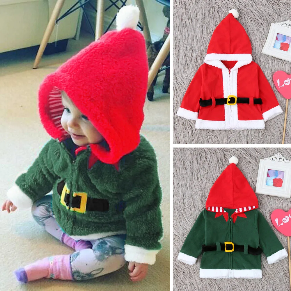 

Baby Boys Girls Jackets Christmas Winter Coat XMAS Fleece Hooded Tops Coat Pullover Clothes Costume for Kids Outwear Tops
