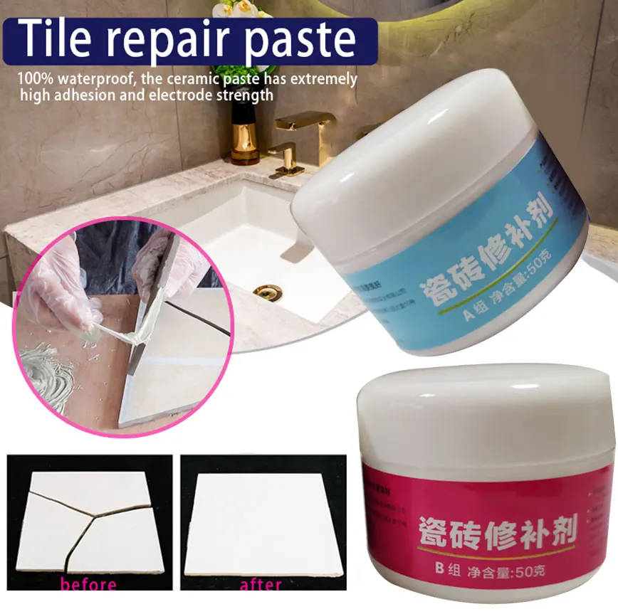 100g Ceramic Paste Floor Tile Adhesive Tile Repair Agent Tub Tile And  Shower Repair Kit Porcelain Repair Kit For Crack Chip 2pcs - Bathroom  Furniture Sets - AliExpress