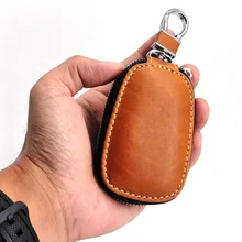 Натуральная кожа, автомобильный мужской держатель для ключей, роскошная воловья кожа, женская сумка на молнии для ключей, для ключей от машины