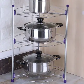 

2/3/5 Tiers Pan Pot Rack Cookware Holder Storage Rack Metal Multi-Layer Kitchen Pantry Cabinet Counter Shelf Organizer Rack