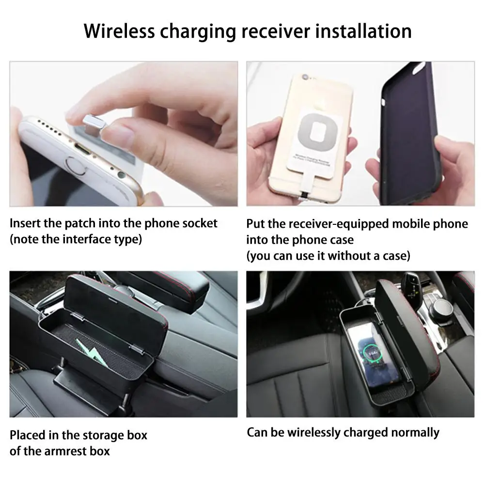 Многофункциональный автомобильный кожаный подлокотник коробка USB беспроводной зарядный коврик для хранения коробки телескопический кронштейн Центральная сумка для хранения