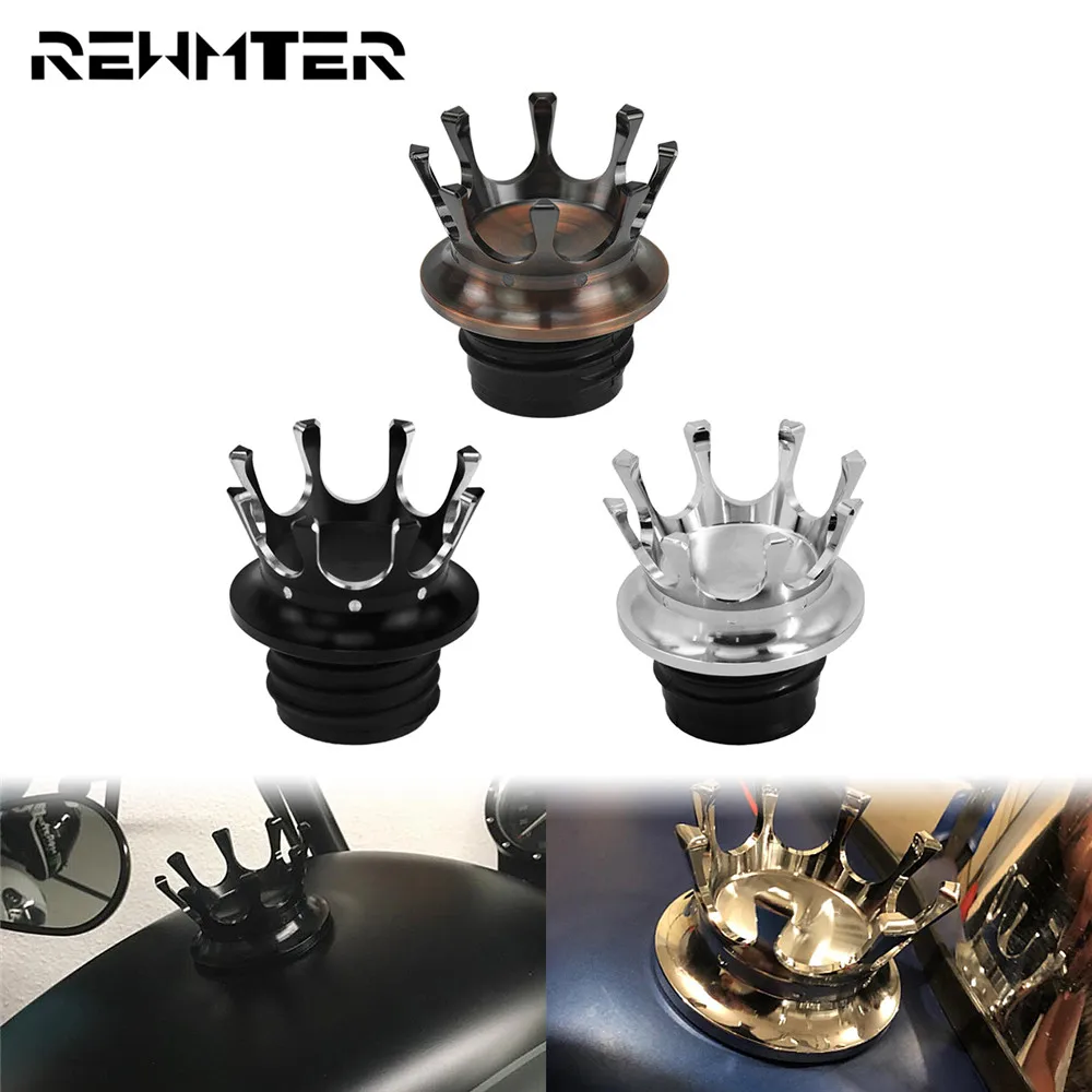 

Motorcycle Crown Style Fuel Gas Tank Vented Decorative Oil Cap For Harley Softail Touring Dyna Sportster XL Road Glide StreetBob