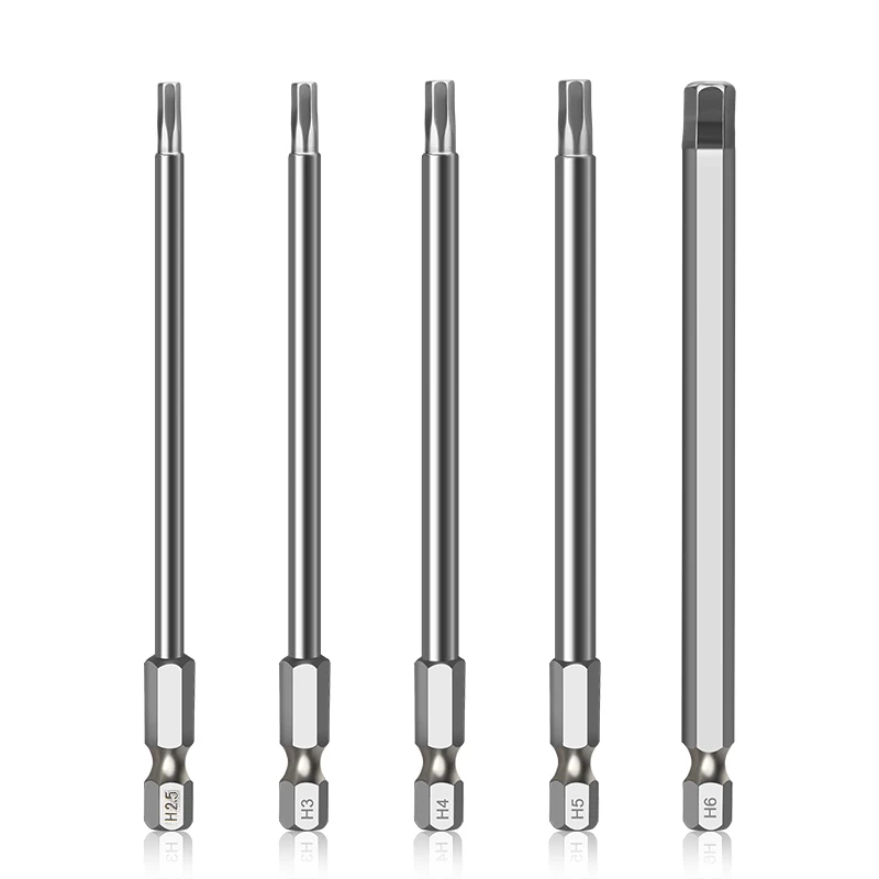 5pcs Hex Head Allen Bit Set 100mm Long Allen Wrench Screwdriver Bits