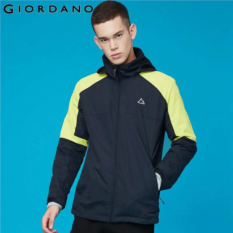 Giordano мужские куртки графическая контрастная куртка с капюшоном ветрозащитные нейлоновые застежки спереди тонкие повседневные Veste Homme 01079699