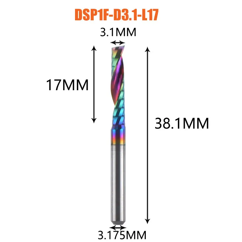 1pc AAAAA Single Flute Carbide Spiral End Mill 3.175,4,5,6mm Aluminum Milling Cutter Engraving Woodworking Acrylic DLC Coating image 29
