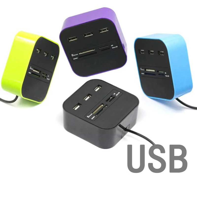 3 порта USB кардридер многопортовый usb-адаптер комбо Поддержка микро TF SD M2 MS SDHC MMC карта USB концентратор 2,0 для ПК ноутбука