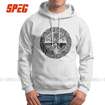 

Vintage Hoodies Men's Viking Tree Of Life Valhalla 100% Cotton Hooded Sweatshirts Brand Pullovers