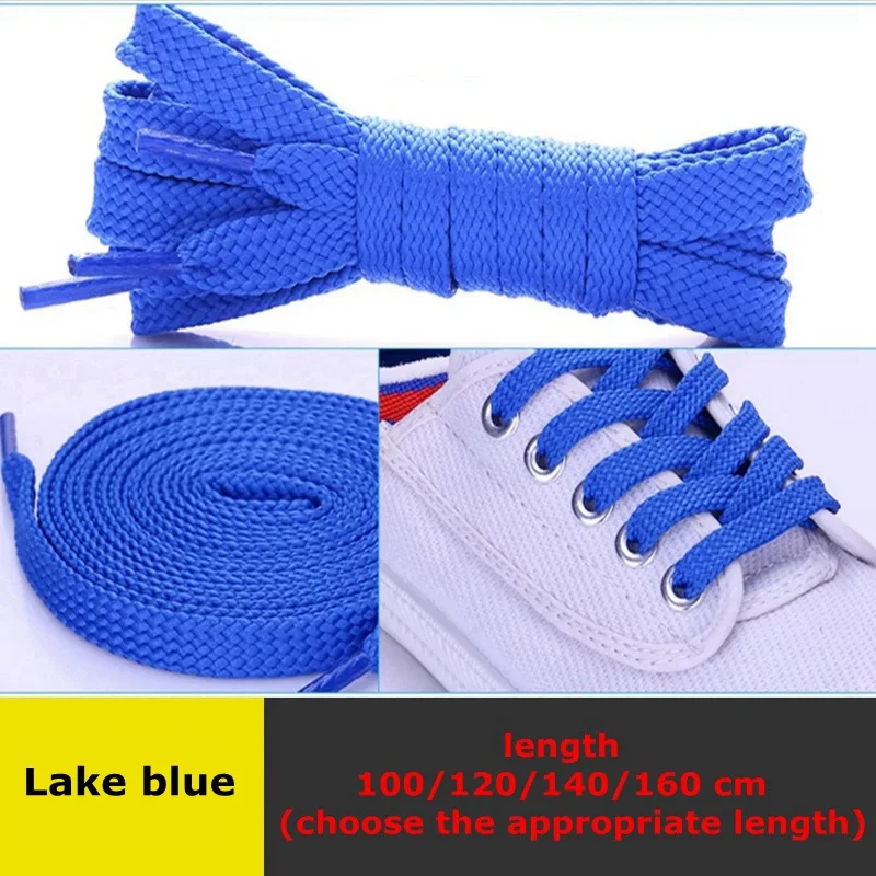 Lake blue 1 пара классических плоских шнурков, двойные полые тканые шнурки для обуви 100 см/120 см/140 см/160 см, шнурки для спорта и отдыха на открытом воздухе - Цвет: Lake blue