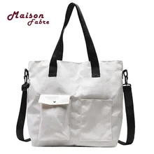 Женская Парусиновая Сумка-тоут, Женская Повседневная сумка через плечо, хозяйственные сумки для покупок, женская сумка-мессенджер, корейская модная сумка